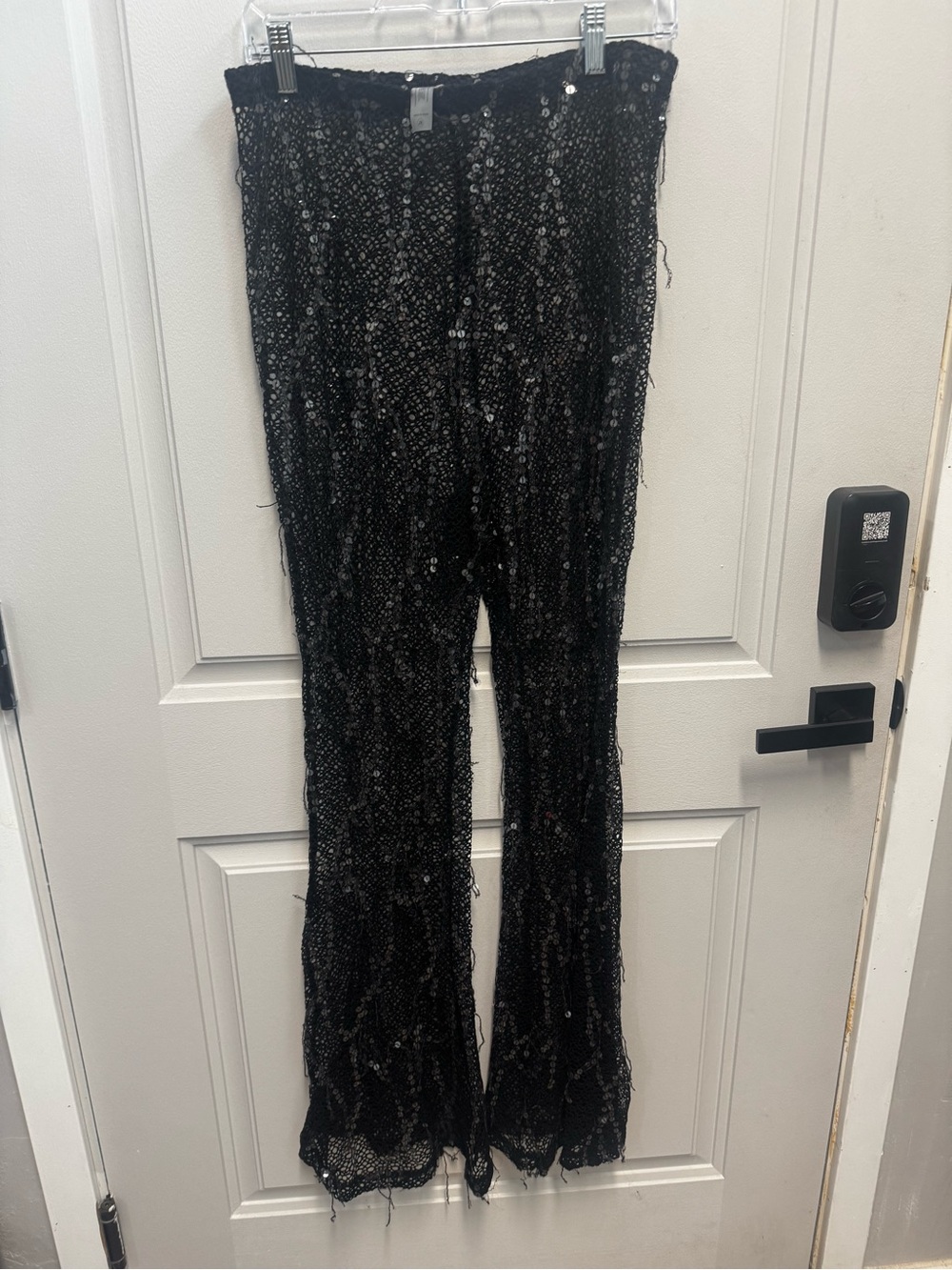 Black Sequin Flared Pants